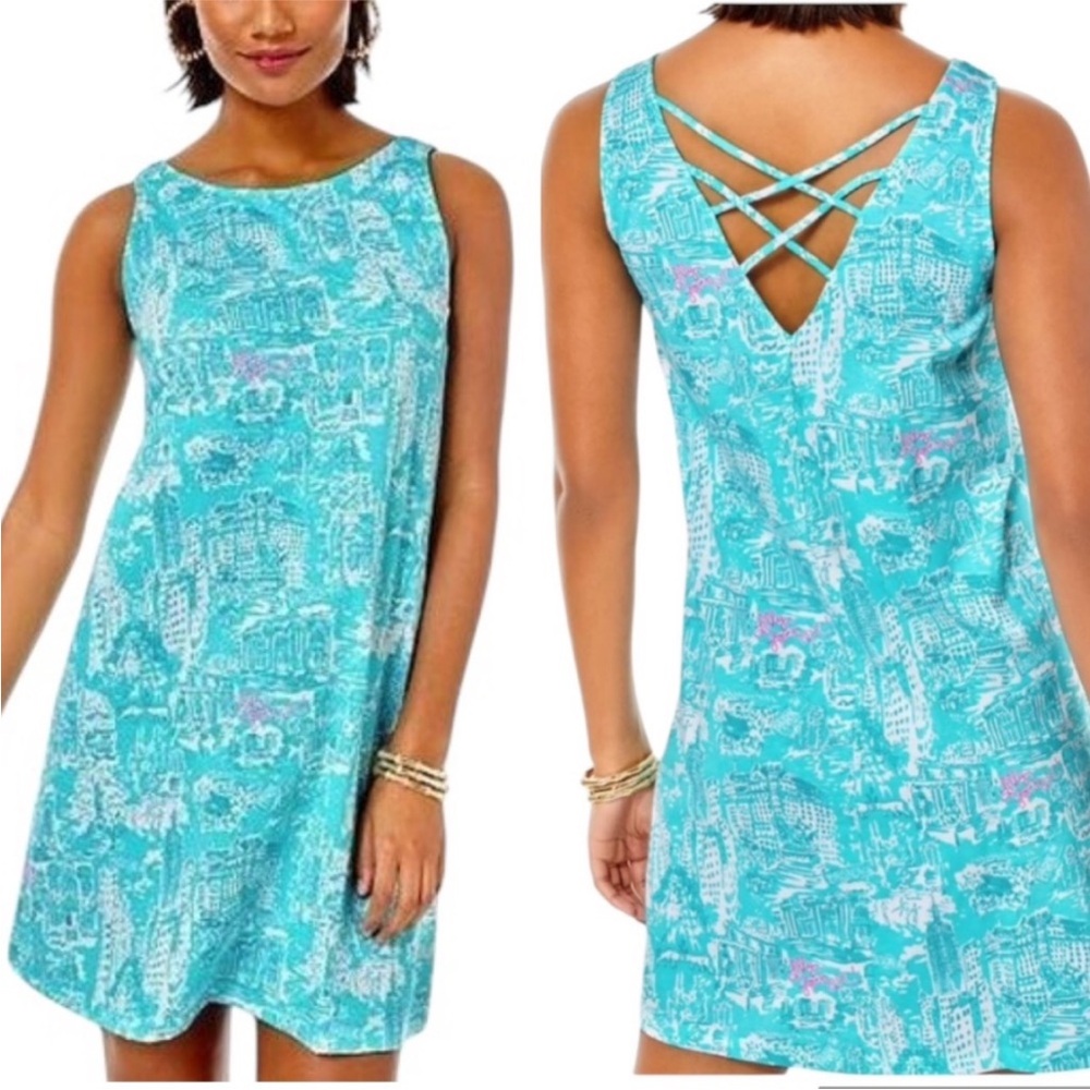 Lilly Pulitzer Kristen Swing Dress SZ XS Shorely Blue NYC Toile